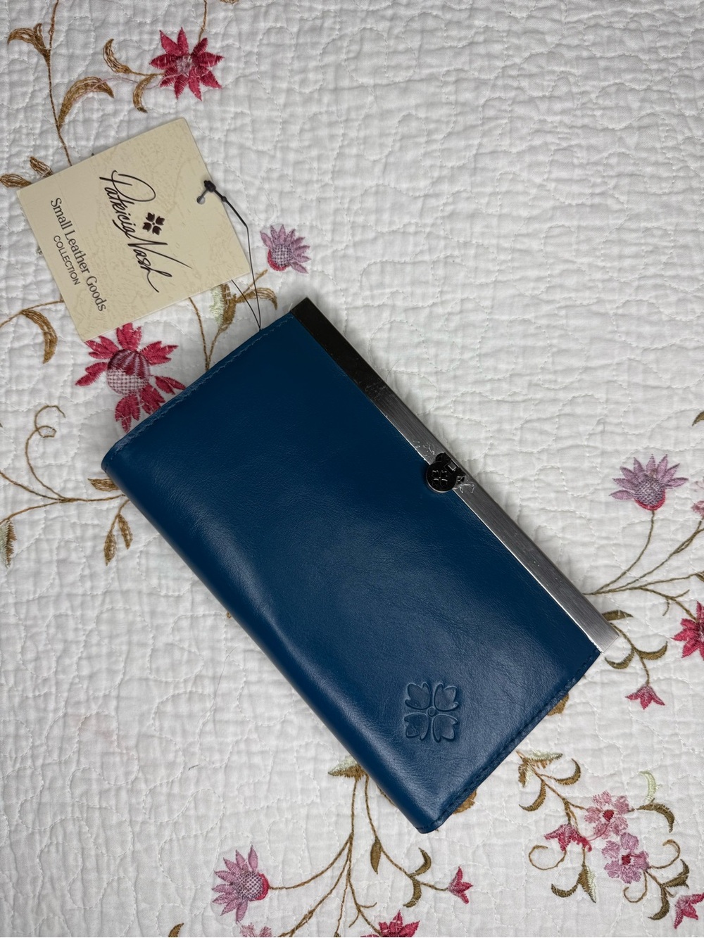Patricia Nash Cauchy Wallet | 100% full-grain leather blue